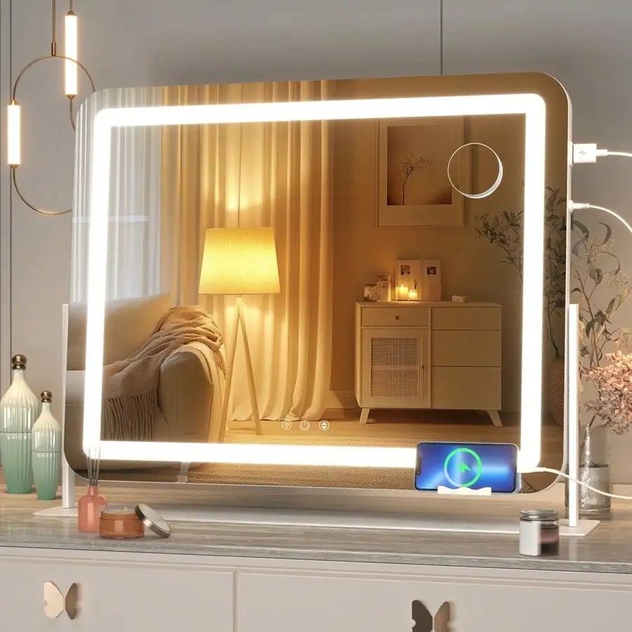 Hasipu Vanity Mirror With Lights, 24.2" X 18.9" LED Make Up Mirror, Light Up Mirror With 10X Magnification And USB Charging Port
Hasipu Vanity Mirror With Lights, 24.2" X 18.9" LED Make Up Mirror, Light Up Mirror With 10X Magnification And USB Charging Port