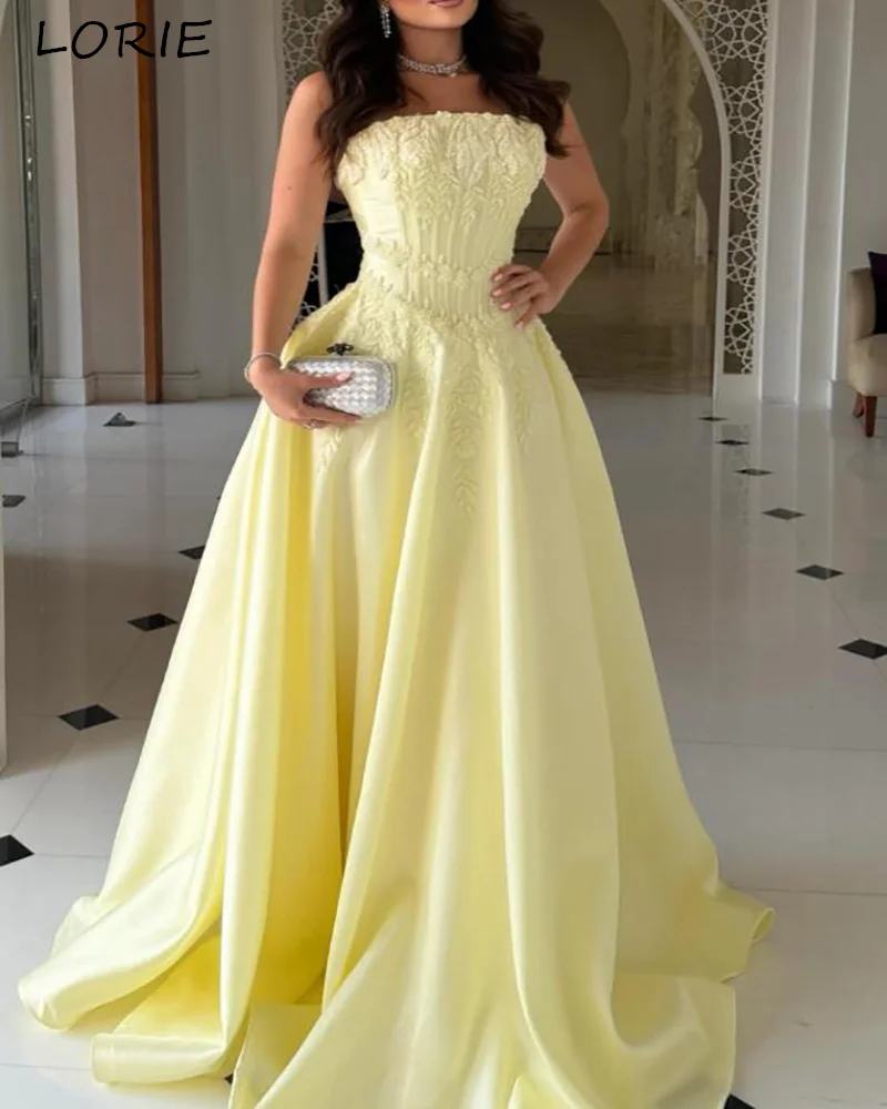 LORIE Strapless Yellow Mermaid Evening Dresses Lace Sexy Sweetheart 3D Flowers A-Line Long Prom Dress Customized Party Gown
LORIE Strapless Yellow Mermaid Evening Dresses Lace Sexy Sweetheart 3D Flowers A-Line Long Prom Dress Customized Party Gown