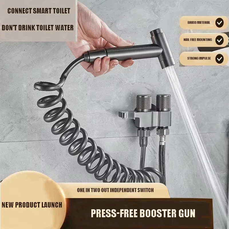 (Dual mode) Smart Toilet Flush Spray Gun Water Head Companion Two Outlet Angle Valve With High Pressure Water Gun To Wash The To 
(Dual mode) Smart Toilet Flush Spray Gun Water Head Companion Two Outlet Angle Valve With High Pressure Water Gun To Wash The To