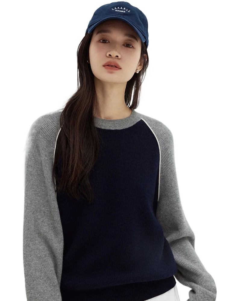 Consinee AU pure cashmere 12-pin texture ingot needle color matching shoulder sleeve loose crew neck sweater women
Consinee AU pure cashmere 12-pin texture ingot needle color matching shoulder sleeve loose crew neck sweater women