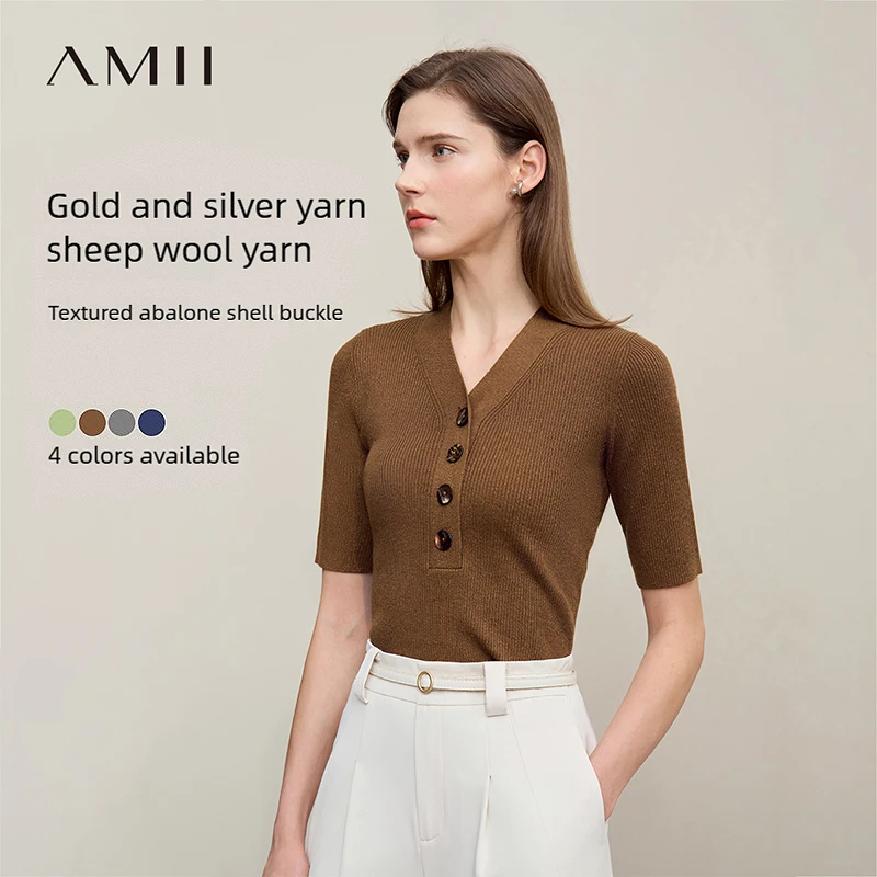 Amii Women's Sweater 2026 Spring New Versatile V-Neck Medium Sleeve Knitted Sweater Casual Slim Half-placket Pullover 12621097
Amii Women's Sweater 2026 Spring New Versatile V-Neck Medium Sleeve Knitted Sweater Casual Slim Half-placket Pullover 12621097