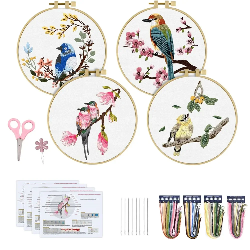 4 Sets Embroidery Kit For Beginners Art Craft Sewing Set with Color Threads Needle Kit for Home Decor Festive Party Supplies 
4 Sets Embroidery Kit For Beginners Art Craft Sewing Set with Color Threads Needle Kit for Home Decor Festive Party Supplies