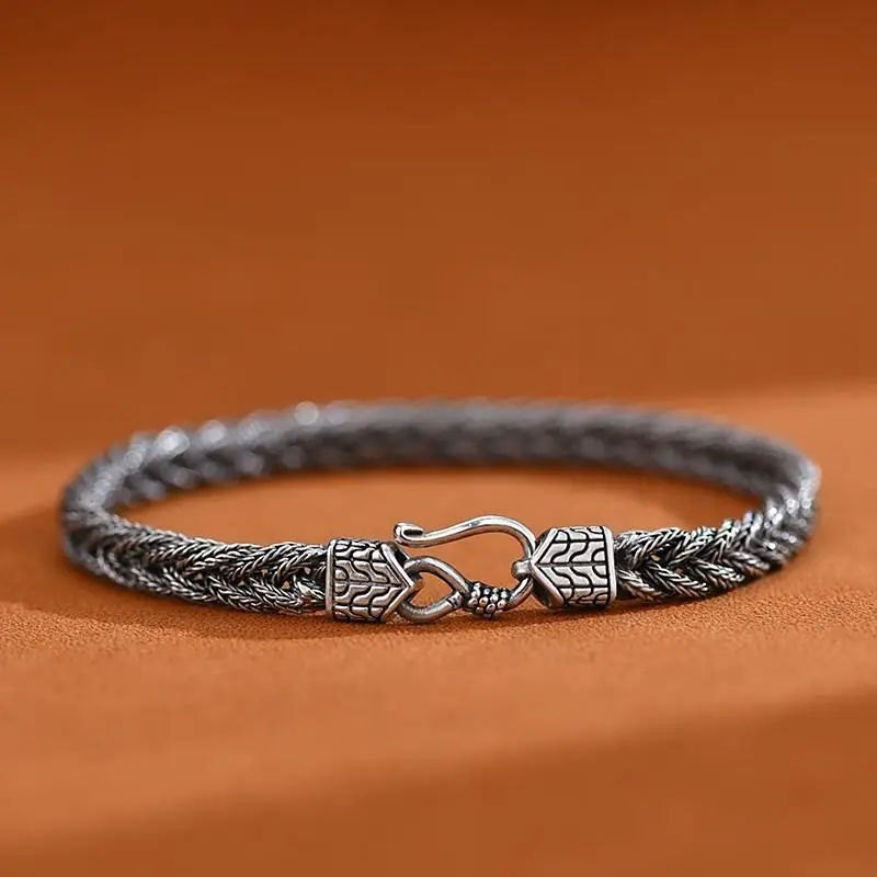 S925 Sterling Silver Hand weaving Twisted Bracelets For Men Woman 6MM Hip Hop Exquisite Unique Fashion Jewelry Gift
S925 Sterling Silver Hand weaving Twisted Bracelets For Men Woman 6MM Hip Hop Exquisite Unique Fashion Jewelry Gift