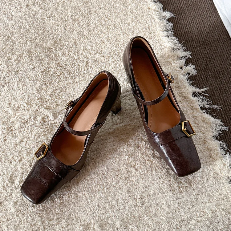 Retro Square Toe High Heels for Women Bombas De Mujeres Belt Buckle Decoration Shallow Mouth Ladies Chunky Heel Mary Jane Shoes
Retro Square Toe High Heels for Women Bombas De Mujeres Belt Buckle Decoration Shallow Mouth Ladies Chunky Heel Mary Jane Shoes