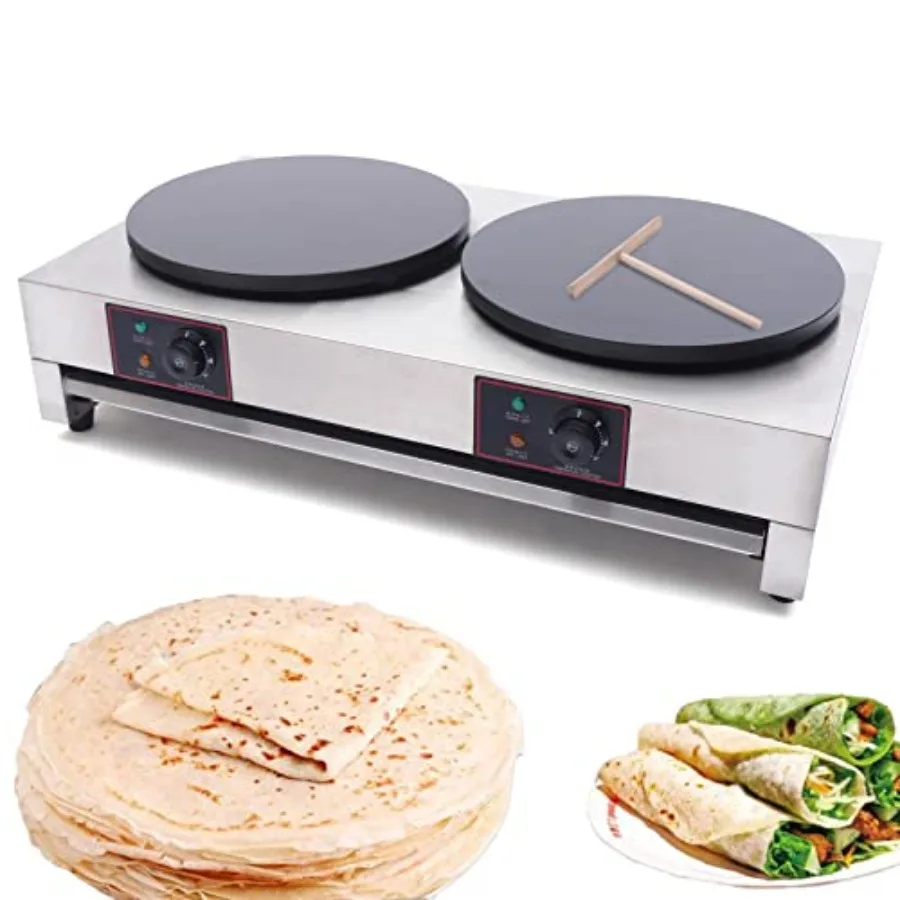 Commercial crepe maker for kitchen use, stainless steel and non-stick surface, black with silver accents, 3400W power, 16-inch
Commercial crepe maker for kitchen use, stainless steel and non-stick surface, black with silver accents, 3400W power, 16-inch