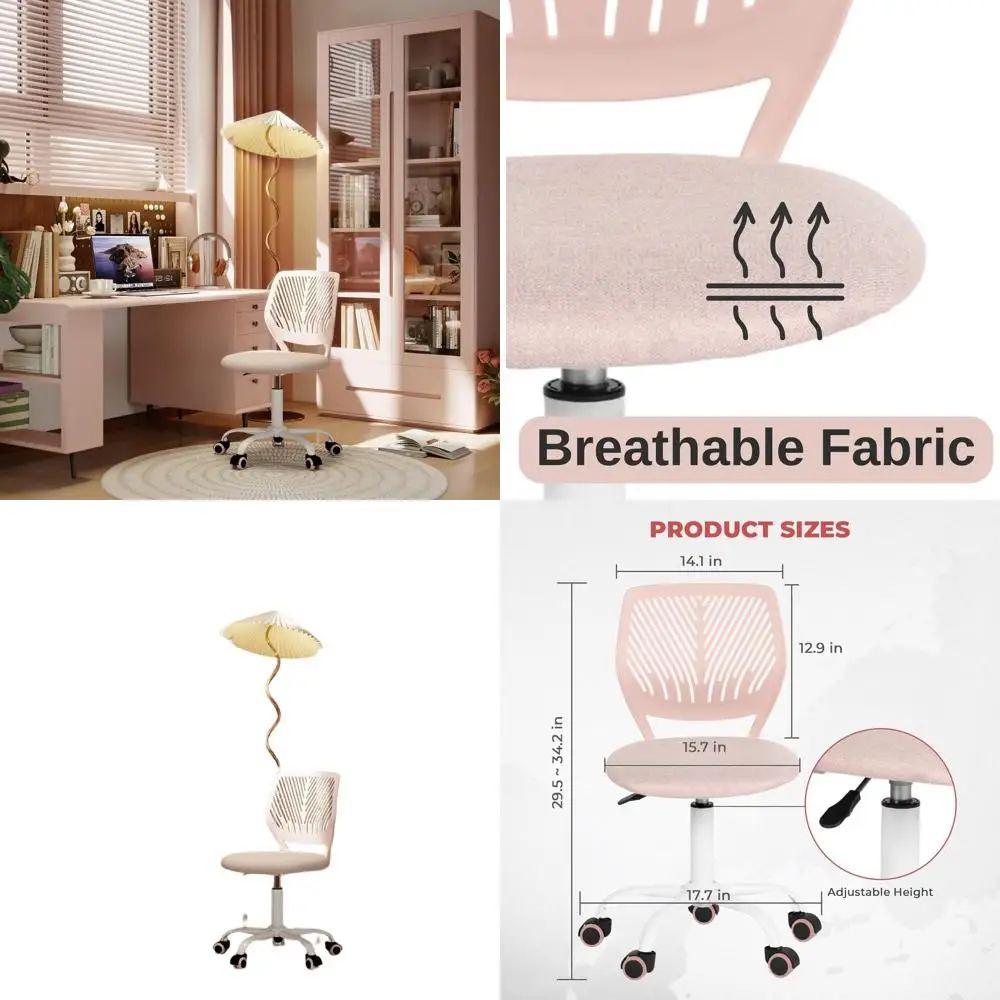 Breathable Fabric Ergonomic Desk Chair for Teens & Students - Adjustable, Swivel, Soft Pink
Breathable Fabric Ergonomic Desk Chair for Teens & Students - Adjustable, Swivel, Soft Pink