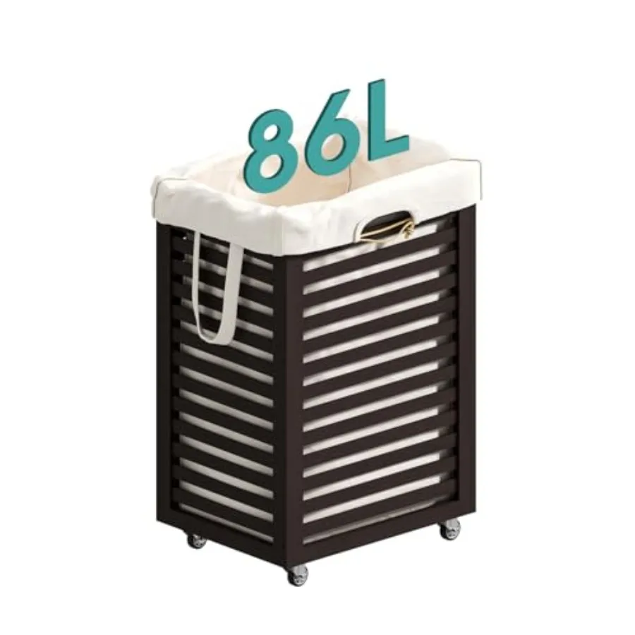 Laundry Hamper with Wheels 22.7 Gallon 86L Bamboo Wood Clothes Laundry Basket with Handles Removable Liner
Laundry Hamper with Wheels 22.7 Gallon 86L Bamboo Wood Clothes Laundry Basket with Handles Removable Liner