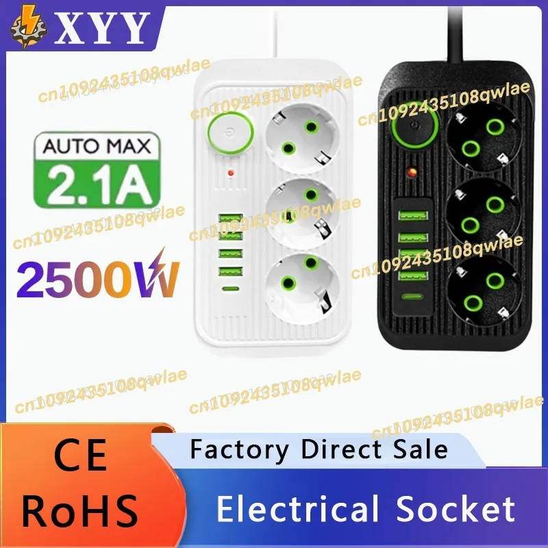 EU Plug AC Outlets Multitap Socket 2M Extension Cord Electrical Power Strip With USB Type C Charging Network Filter Adapter
EU Plug AC Outlets Multitap Socket 2M Extension Cord Electrical Power Strip With USB Type C Charging Network Filter Adapter