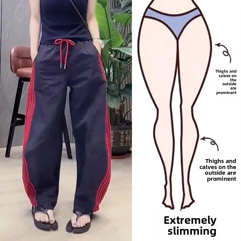 Summer New plus Size Women's Loose Casual Sports Pants Side Stripe High Waist Straight Leg Wide Leg Pants Slimming Effect
Summer New plus Size Women's Loose Casual Sports Pants Side Stripe High Waist Straight Leg Wide Leg Pants Slimming Effect