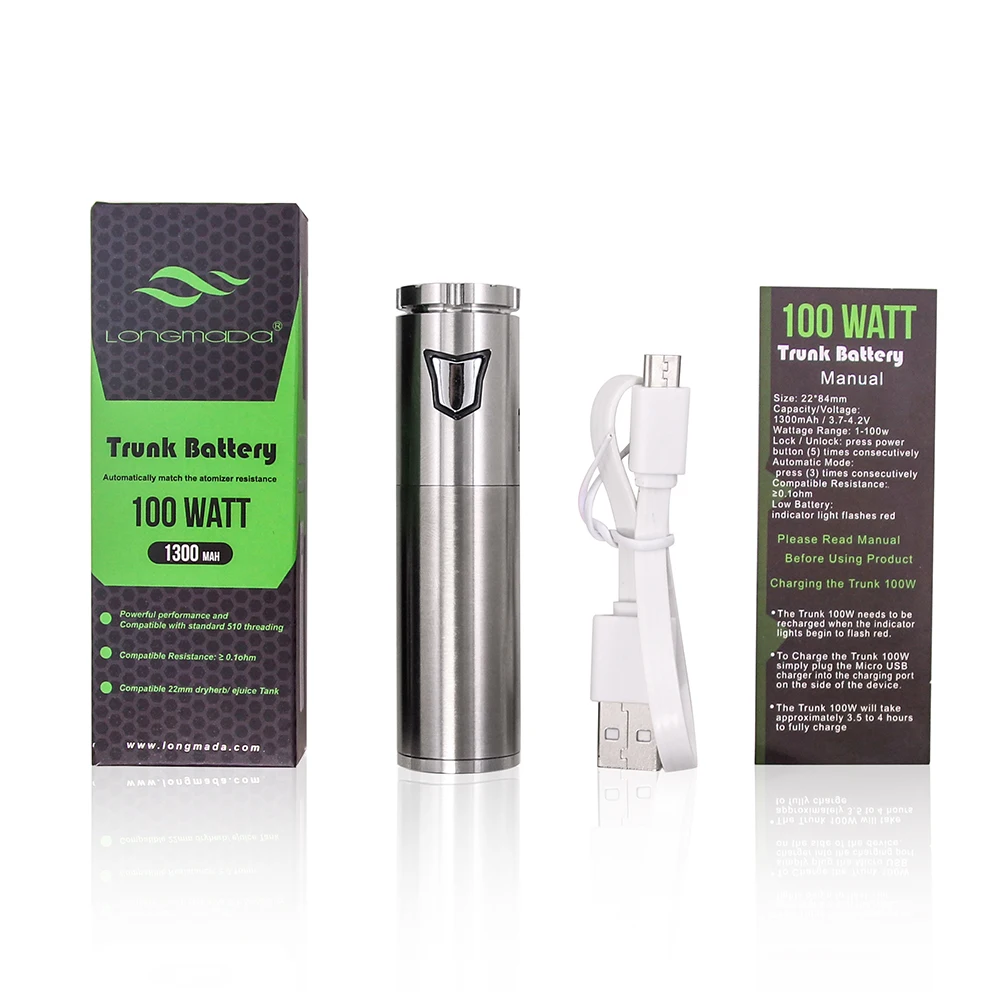 Longmada Trunk Stick Battery Box Mod 100W Rechargeable Preheat Vape Pen Auto Match Motar I/II Mr Bald II/III/T Atomizer Tank
Longmada Trunk Stick Battery Box Mod 100W Rechargeable Preheat Vape Pen Auto Match Motar I/II Mr Bald II/III/T Atomizer Tank