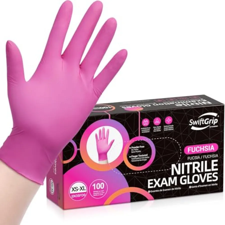 SwiftGrip Powder-Free Nitrile Gloves, 3-mil, Disposable Nitrile Gloves, Latex-Free, Powder-Free - Pink/Fuchsia
SwiftGrip Powder-Free Nitrile Gloves, 3-mil, Disposable Nitrile Gloves, Latex-Free, Powder-Free - Pink/Fuchsia