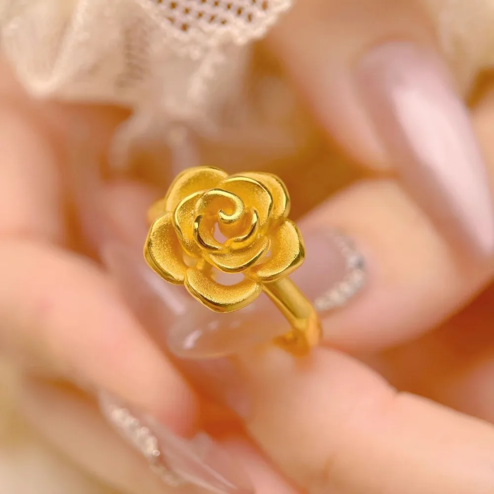Luxury 24K 9999 Pure Gold real gold Gold shop with rose ring women's order ring
Luxury 24K 9999 Pure Gold real gold Gold shop with rose ring women's order ring