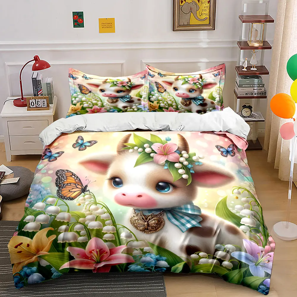 Flowers, butterflies and cute cows Print Soft Comfortable Duvet Cover Bedding Set Included 1*Duvet Cover 2*Pillowcases
Flowers, butterflies and cute cows Print Soft Comfortable Duvet Cover Bedding Set Included 1*Duvet Cover 2*Pillowcases