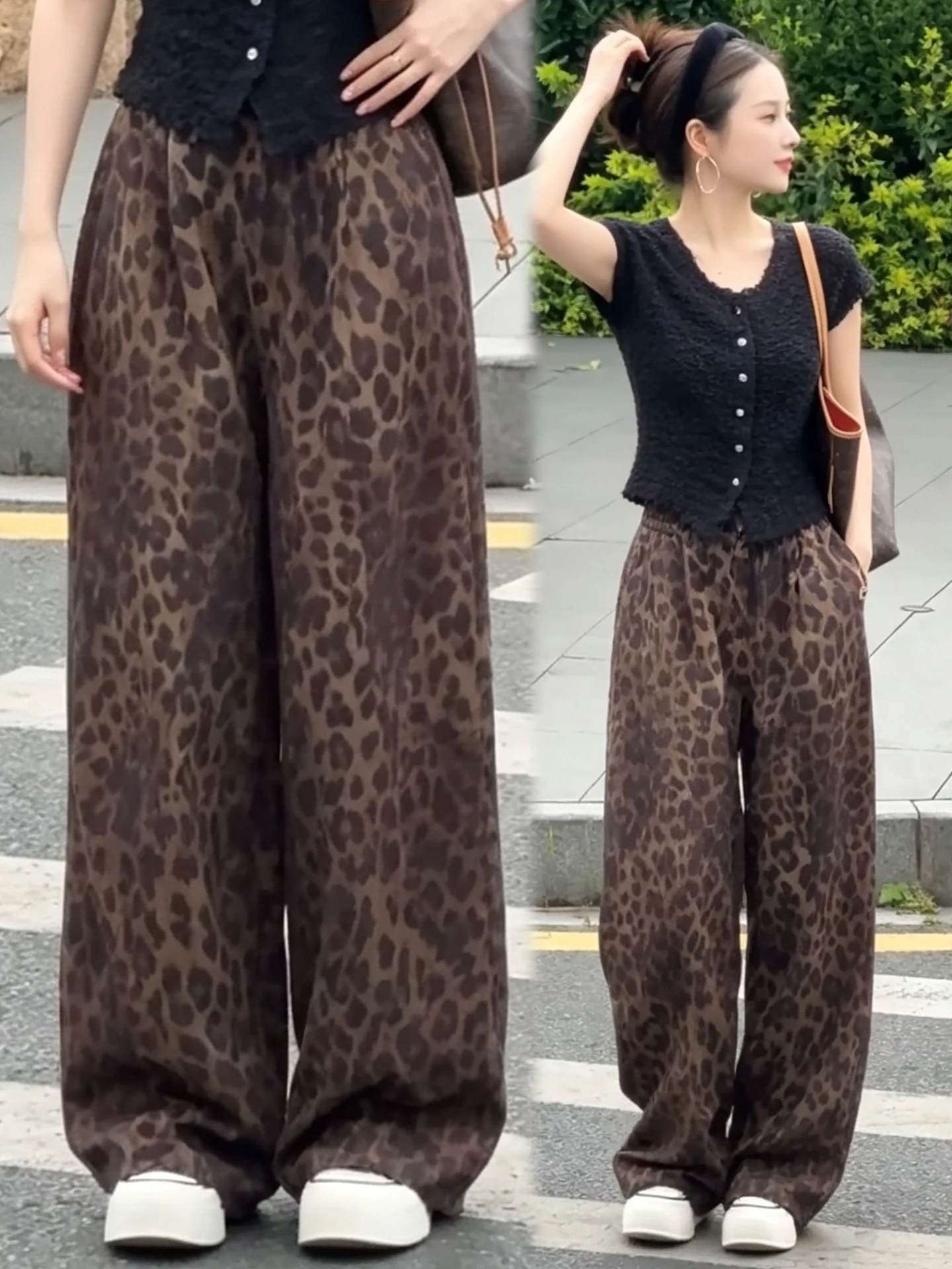 Retro Leopard Print Wide Leg Pants Women Summer Thin New Popular Linen Casual Floor-Length Pants High Waist Loose Fit
Retro Leopard Print Wide Leg Pants Women Summer Thin New Popular Linen Casual Floor-Length Pants High Waist Loose Fit