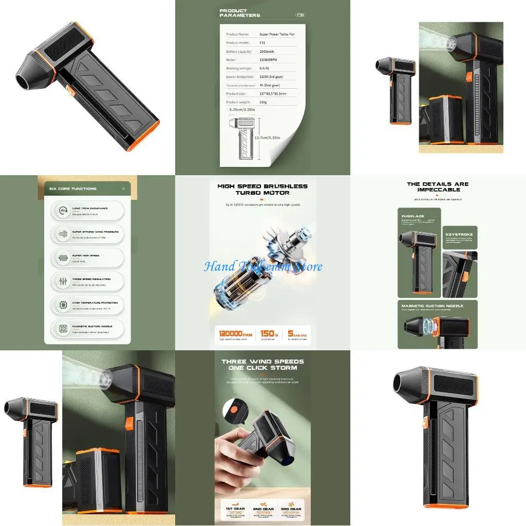 H37F F31Mini Blower Fan 120000RPM 120W for Pet Grooming Cleaning Drying Multiple Use
H37F F31Mini Blower Fan 120000RPM 120W for Pet Grooming Cleaning Drying Multiple Use