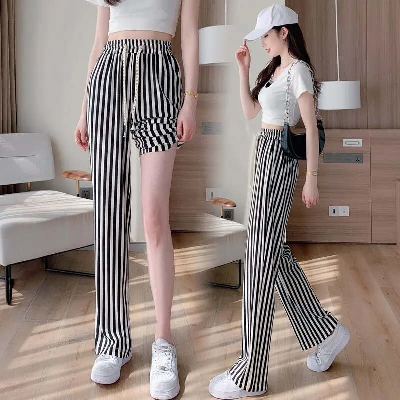 2023 Spring Summer Striped Women Wide Leg Pants Casual Loose Woman Long Trousers Eleasit Waist High Waist Pants pantalones
2023 Spring Summer Striped Women Wide Leg Pants Casual Loose Woman Long Trousers Eleasit Waist High Waist Pants pantalones