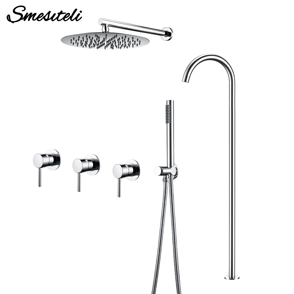Black Bathroom System 3 Function Shower Connection Hot Aand Cold Water Rain Shower 8/10/12 inch Floor Bathtub Set
Black Bathroom System 3 Function Shower Connection Hot Aand Cold Water Rain Shower 8/10/12 inch Floor Bathtub Set