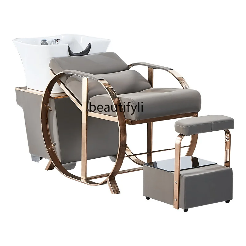 Light Luxury Barber Shop Shampoo Chair Flushing Bed Half Lying Shampoo Chair Ceramic Basin Simple
Light Luxury Barber Shop Shampoo Chair Flushing Bed Half Lying Shampoo Chair Ceramic Basin Simple
