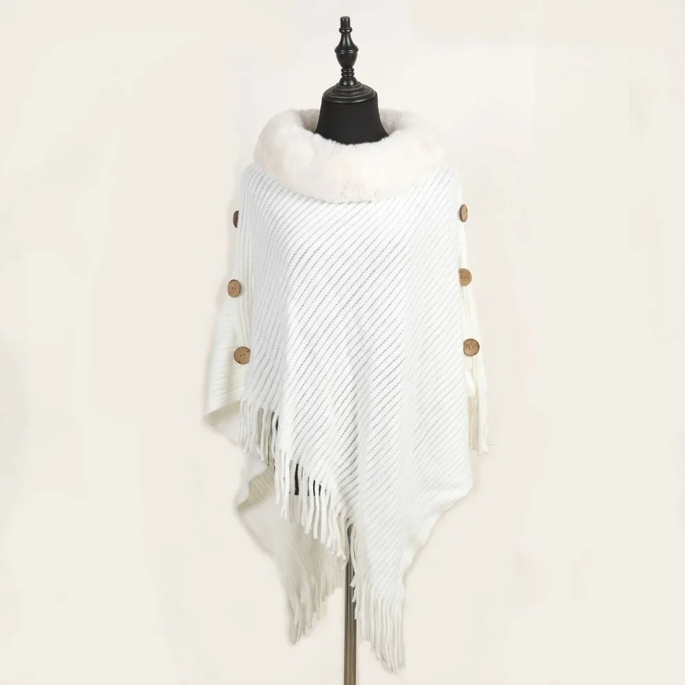 Outfit Accessory Soft Fringe Women's Pullover Shawl Warmth Coat Side Button Knit Shawl Mid-Length Fur Collar Shawl Winter Autumn
Outfit Accessory Soft Fringe Women's Pullover Shawl Warmth Coat Side Button Knit Shawl Mid-Length Fur Collar Shawl Winter Autumn