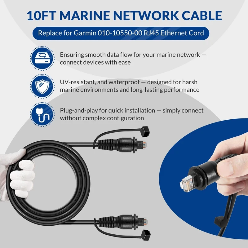 For Garmin ECHOMAP Plus/UHD/Ultra,GCV 10/GCV 20/c,GPSMAP/Panoptix Replace Marine Network Cable 010-10550-00 (6/10/20/25/30 Feet
For Garmin ECHOMAP Plus/UHD/Ultra,GCV 10/GCV 20/c,GPSMAP/Panoptix Replace Marine Network Cable 010-10550-00 (6/10/20/25/30 Feet