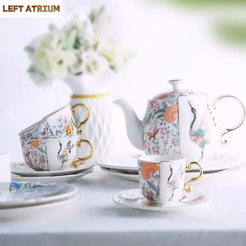 Fairy Crane Flower Pattern Ceramic Teapot Set Teacup saucer Painted Gold-plated Coffee Cup Afternoon Tea Milk Fruit Juice Mugs
Fairy Crane Flower Pattern Ceramic Teapot Set Teacup saucer Painted Gold-plated Coffee Cup Afternoon Tea Milk Fruit Juice Mugs