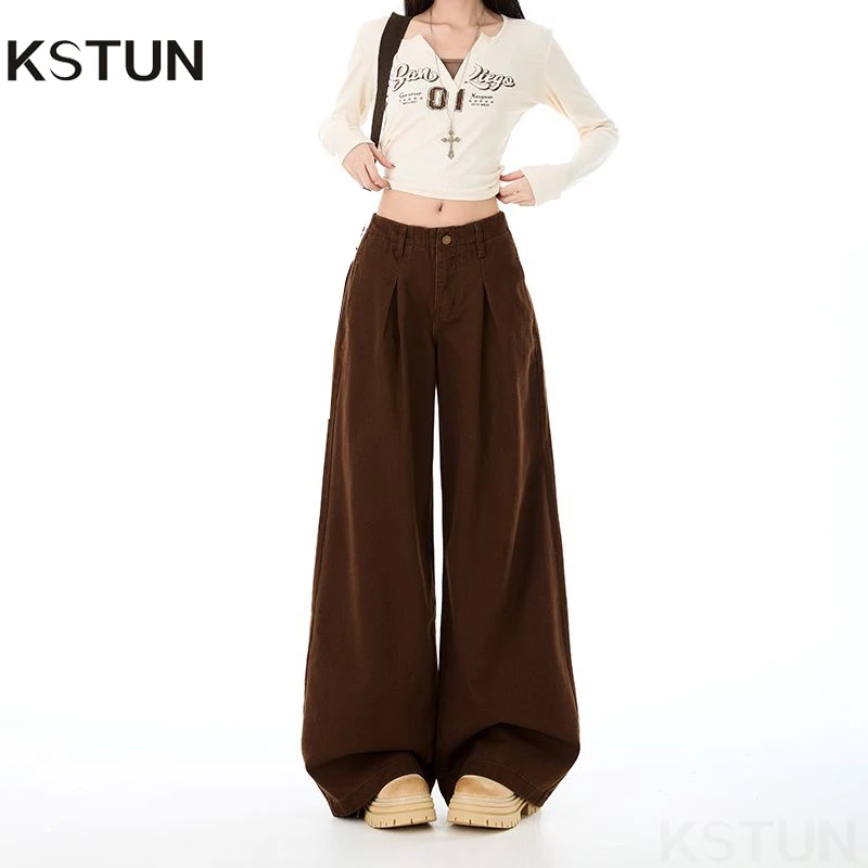 KSTUN 2026, широкие кофейные джинсы для женщин, мешковатые брюки, свободные брюки для фитнеса из 100% хлопка, уличная одежда, плиссированные спереди брюки длиной до пола
KSTUN 2026, широкие кофейные джинсы для женщин, мешковатые брюки, свободные брюки для фитнеса из 100% хлопка, уличная одежда, плиссированные спереди брюки длиной до пола