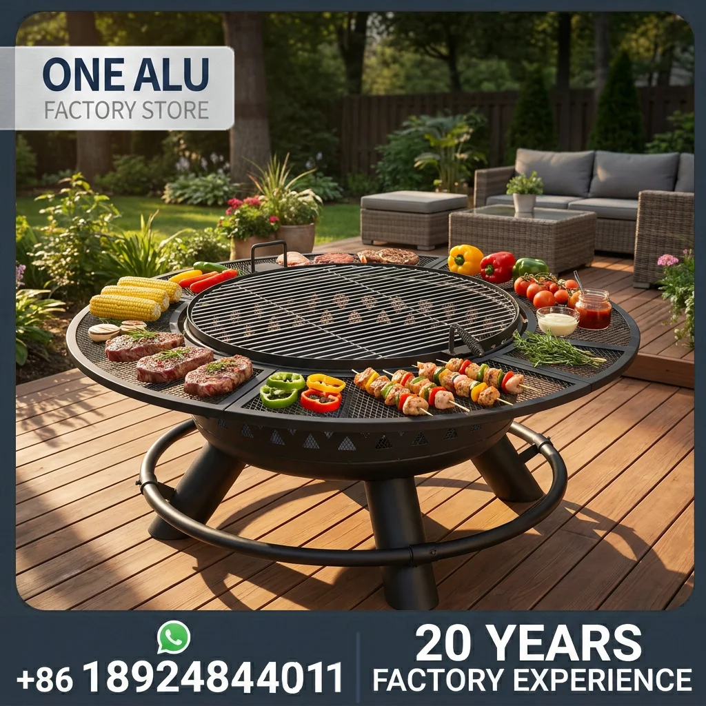 Outdoor courtyard grill table with built-in tea stove and heating function, all-in-one barbecue and fire pit for outdoor use
Outdoor courtyard grill table with built-in tea stove and heating function, all-in-one barbecue and fire pit for outdoor use