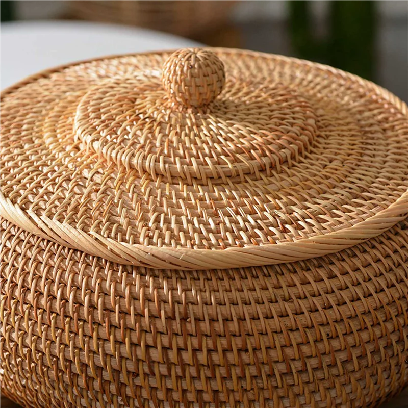 ABWP-2X Rattan Boxes With Lid Hand-Woven Multi-Purpose Wicker Tray With Durable Rattan Fiber Round 11 Inch Diameter
ABWP-2X Rattan Boxes With Lid Hand-Woven Multi-Purpose Wicker Tray With Durable Rattan Fiber Round 11 Inch Diameter