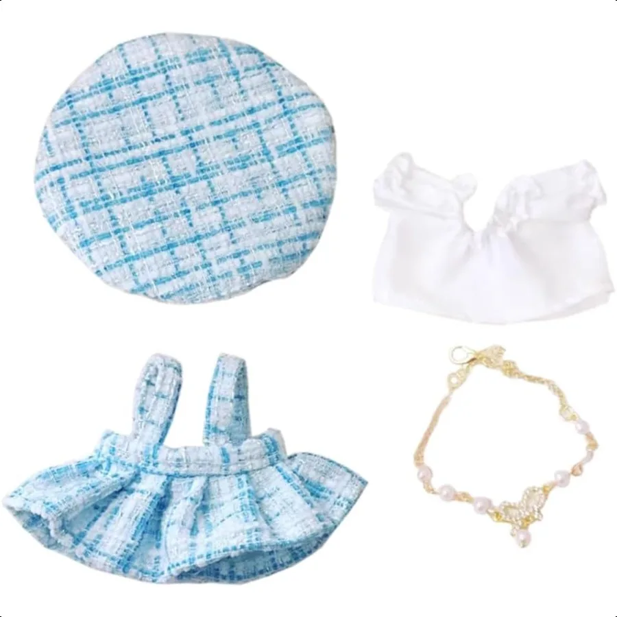 niannyyhouse 10cm15cm Plush Doll Clothes Berets Suspender Skirt White Shirt Accories Doll Dr Up Blue
niannyyhouse 10cm15cm Plush Doll Clothes Berets Suspender Skirt White Shirt Accories Doll Dr Up Blue