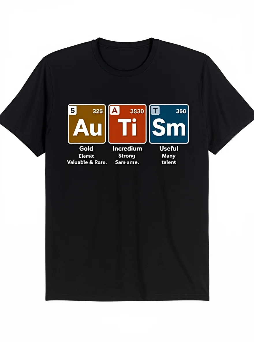 Men's Autism Awareness T-Shirt - 100% Cotton Periodic Table Design (S-XXXL) Casual Summer Tee
Men's Autism Awareness T-Shirt - 100% Cotton Periodic Table Design (S-XXXL) Casual Summer Tee