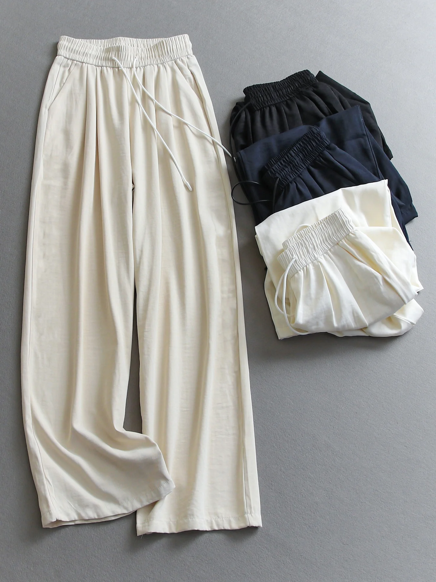 Slimming Straight Leg Pants Casual Drawstring Elastic Waist Loose Fit Women's Cargo Trousers for Commuting And Casual Wear
Slimming Straight Leg Pants Casual Drawstring Elastic Waist Loose Fit Women's Cargo Trousers for Commuting And Casual Wear