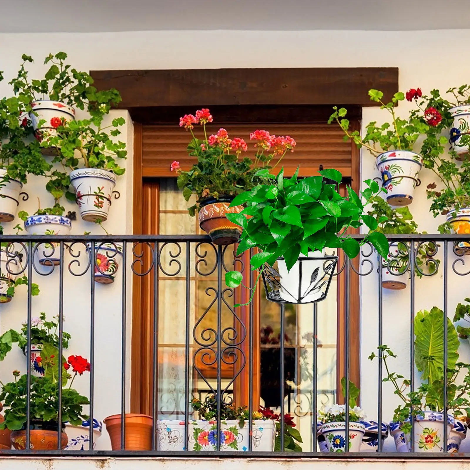 Balcony Hanging Flowerpot Rack Iron Plant Pot Holder Space Saving Decorative Gardening Shelf for Indoor Outdoor Use Flowerpot
Balcony Hanging Flowerpot Rack Iron Plant Pot Holder Space Saving Decorative Gardening Shelf for Indoor Outdoor Use Flowerpot