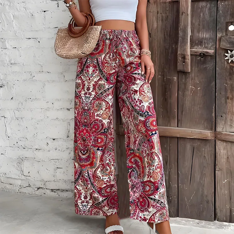2025 Summer Women's clothes 155-175cm 45-75kg Bohemian Vacation style Paisley printed casual wide leg pants for girls
2025 Summer Women's clothes 155-175cm 45-75kg Bohemian Vacation style Paisley printed casual wide leg pants for girls