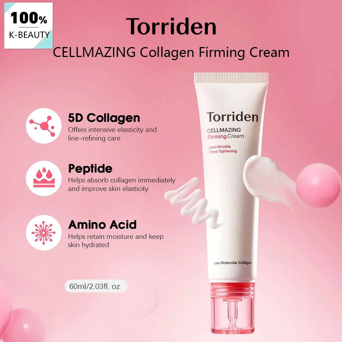 Крем для лица Torriden Cellmazing Firming Cream 60 мл, легкий и быстро впитывающийся, с эффектом сияния и без блеска, длительное сияние, K-Beauty, корейская косметика
Крем для лица Torriden Cellmazing Firming Cream 60 мл, легкий и быстро впитывающийся, с эффектом сияния и без блеска, длительное сияние, K-Beauty, корейская косметика