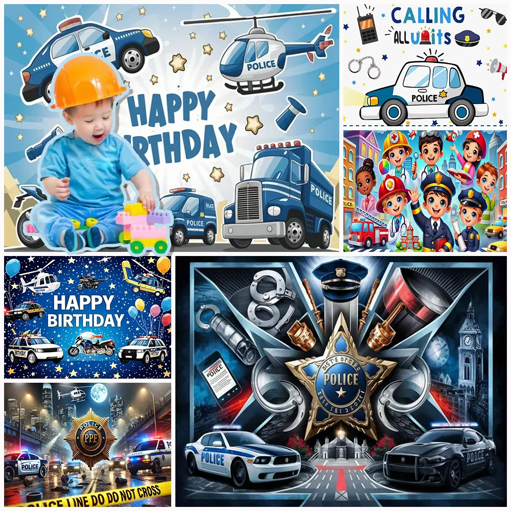Cartoon Police Car Theme Blue Police Children's Birthday Party Decoration Background Baby Shower Photography Backdrop Props Gift
Cartoon Police Car Theme Blue Police Children's Birthday Party Decoration Background Baby Shower Photography Backdrop Props Gift