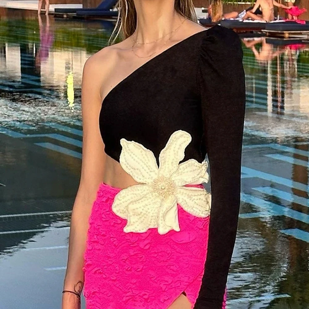 New black rose red contrast beaded flower elastic European and American Amazon slim women's dress-GZXX403
New black rose red contrast beaded flower elastic European and American Amazon slim women's dress-GZXX403