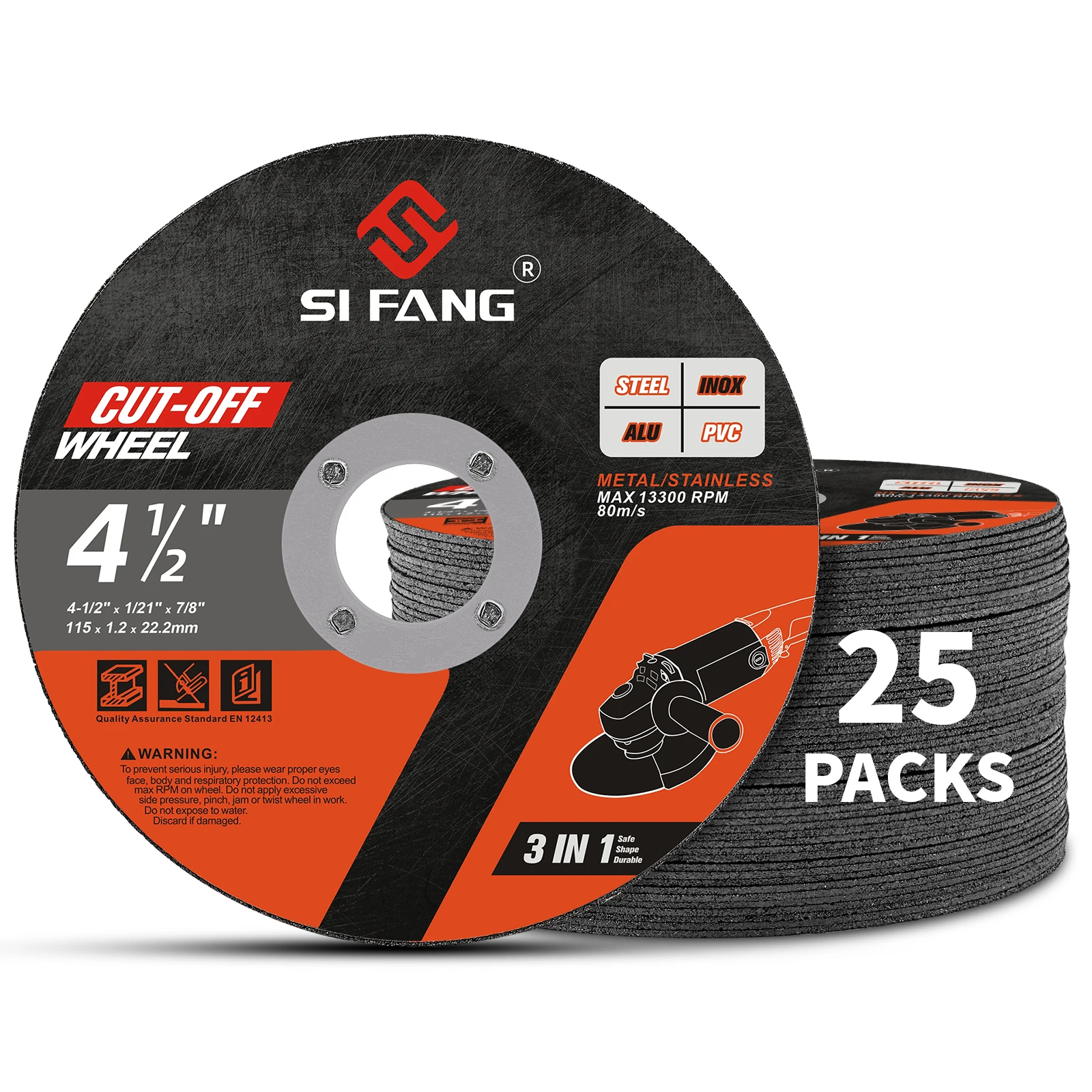 SI FANG 4.5 Inch Circular Resin Saw Blade Grinding Wheel Ultra-Thin Cutting Disc for Angle Grinder Power Tool - 5/10/25 Pcs Set
SI FANG 4.5 Inch Circular Resin Saw Blade Grinding Wheel Ultra-Thin Cutting Disc for Angle Grinder Power Tool - 5/10/25 Pcs Set