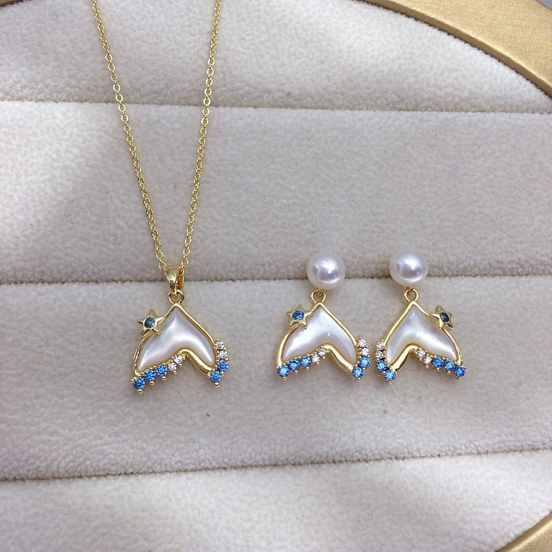 ZHBORUINI Natural Freshwater Pearl Set Pendant Earrings Natural Seashells Fish Tail Pearls Micro Inlaid Zircon Jewelry For Women
ZHBORUINI Natural Freshwater Pearl Set Pendant Earrings Natural Seashells Fish Tail Pearls Micro Inlaid Zircon Jewelry For Women