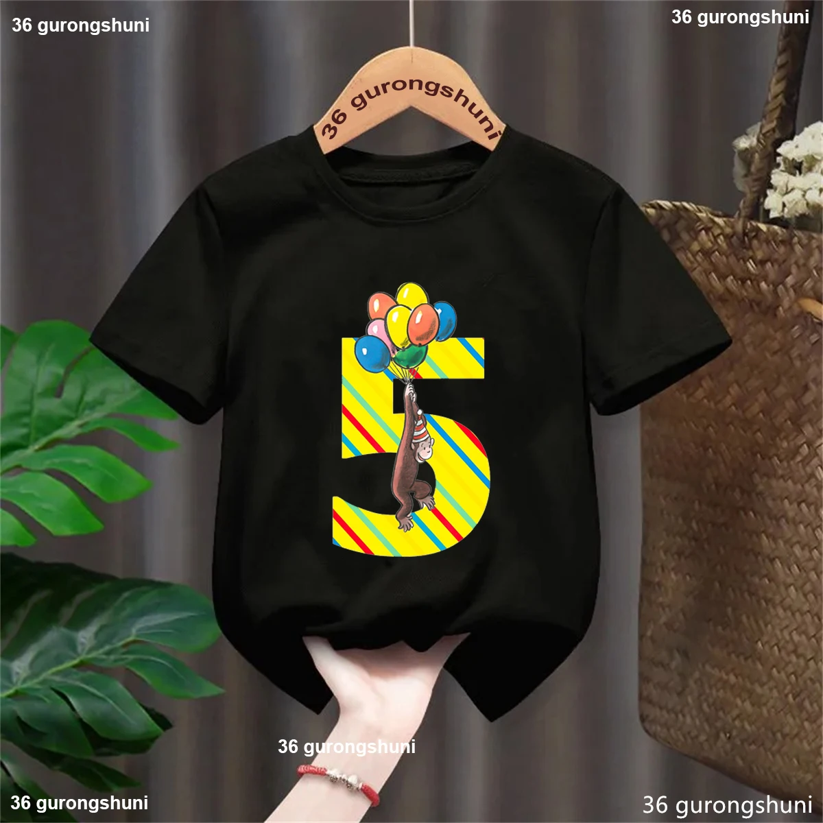 4th/5th Birthday Curious George Printed Tshirt Girls/Boys Funny Kawaii Kids Clothes Monkey With Balloon Solid T-Shirt Tops
4th/5th Birthday Curious George Printed Tshirt Girls/Boys Funny Kawaii Kids Clothes Monkey With Balloon Solid T-Shirt Tops