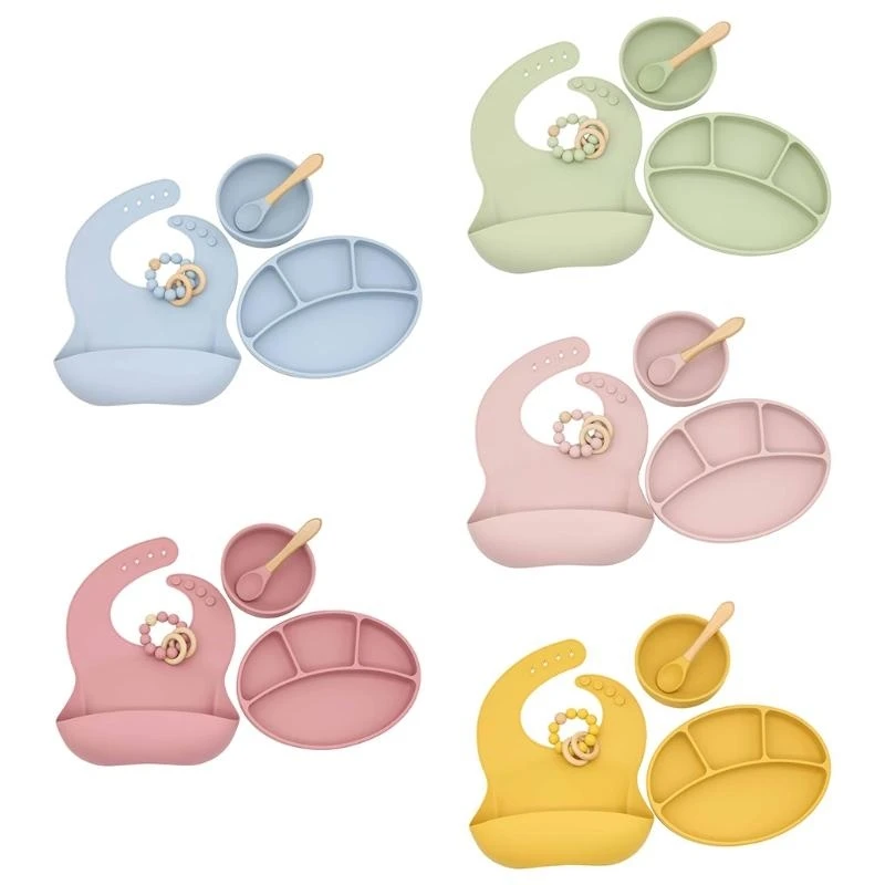J15U 5Pcs Baby Silicone Bib Divided Dinner Plate Suction Bowl Spoon Bracelet Tablewar
J15U 5Pcs Baby Silicone Bib Divided Dinner Plate Suction Bowl Spoon Bracelet Tablewar