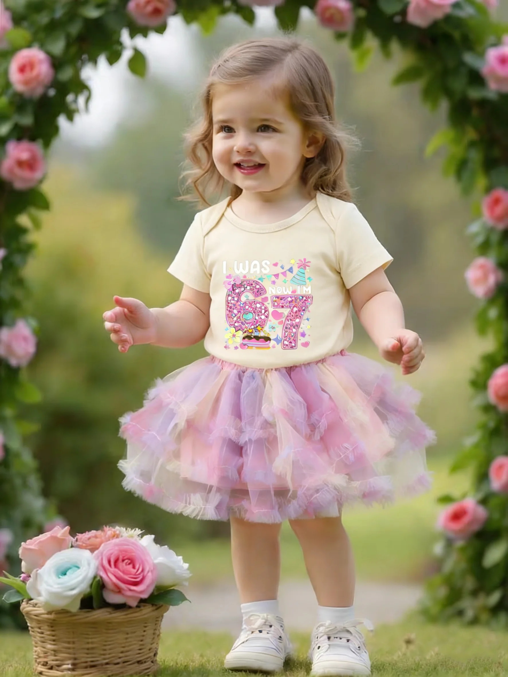 Комплект из тюлевой юбки с градиентом розово-фиолетового цвета: кремовая футболка с надписью «Happy Birthday», яркий праздничный наряд для девочки
Комплект из тюлевой юбки с градиентом розово-фиолетового цвета: кремовая футболка с надписью «Happy Birthday», яркий праздничный наряд для девочки