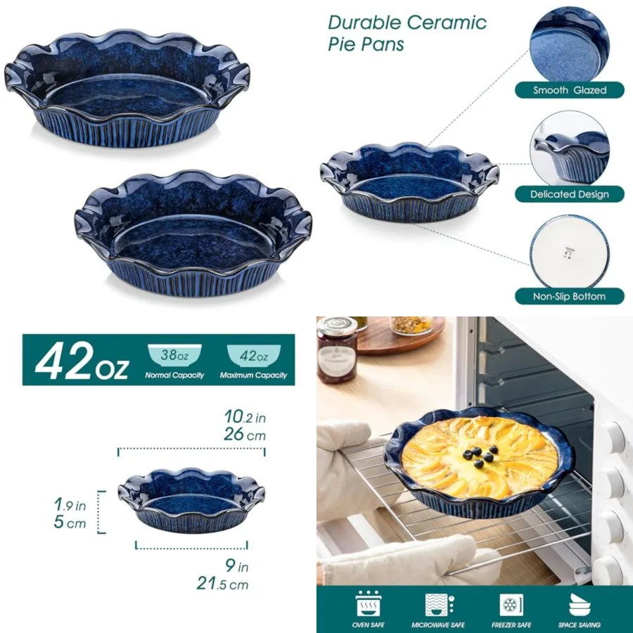 Stern Ceramic Pie Pan, 9 inch Pie Pans with Ruffled Edge, Deep Pie Dishes for Baking, Round Pie Plates for Apple, Quiche, Pot P
Stern Ceramic Pie Pan, 9 inch Pie Pans with Ruffled Edge, Deep Pie Dishes for Baking, Round Pie Plates for Apple, Quiche, Pot P