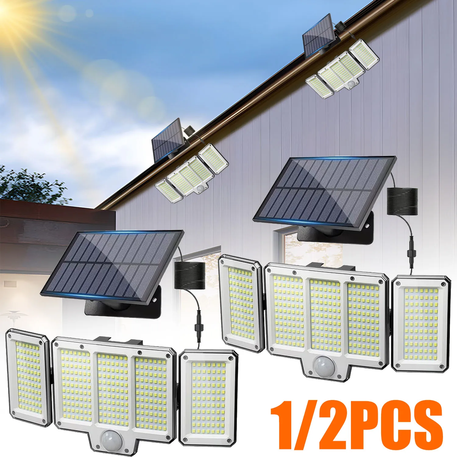 1/2pcs Wall-Mounted Solar Motion Sensor Lights Outdoor 323 LED Solar Powered Flood Lamp 3 Lighting Mode IP65 Waterproof for Yard
1/2pcs Wall-Mounted Solar Motion Sensor Lights Outdoor 323 LED Solar Powered Flood Lamp 3 Lighting Mode IP65 Waterproof for Yard
