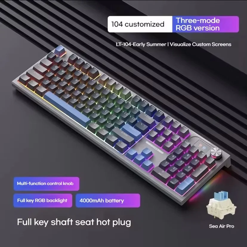 Lt104 Bluetooth Wireless Three Mode Mechanical Keyboard Rgb Light 104 Key All Key Non Impact Suitable For E-Sports Game Players
Lt104 Bluetooth Wireless Three Mode Mechanical Keyboard Rgb Light 104 Key All Key Non Impact Suitable For E-Sports Game Players