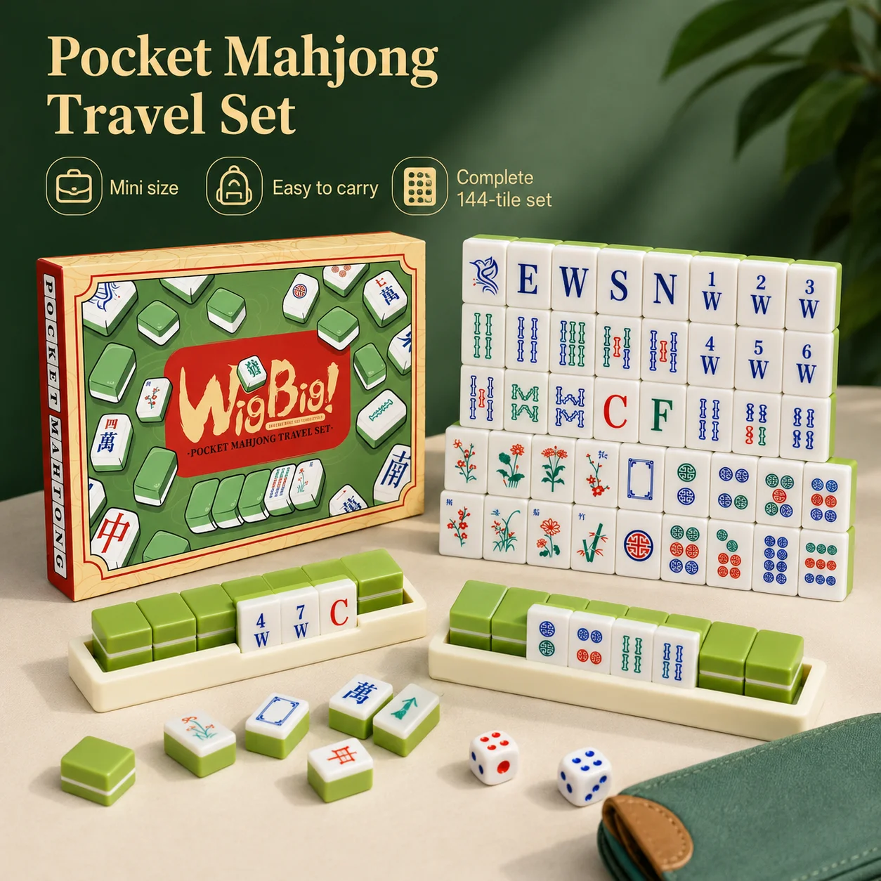 Pocket Mahjong Travel Set Mini 144 Tiles Portable Mahjong Game with Storage Racks and Dice for Travel Party Board Game Toy
Pocket Mahjong Travel Set Mini 144 Tiles Portable Mahjong Game with Storage Racks and Dice for Travel Party Board Game Toy