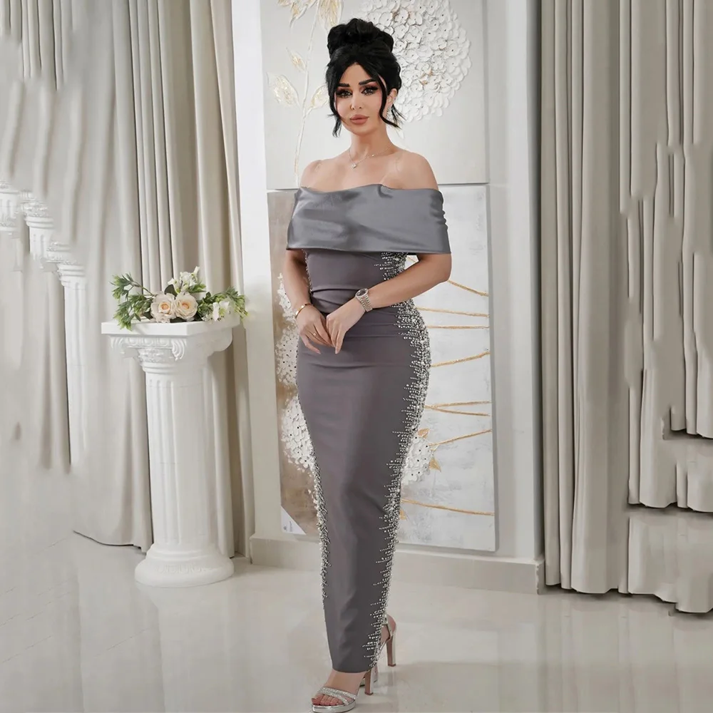 Exquisite Boat Neck Sheath Ankle-Length Evening Dress Short Sleeve Backless Off Shoulder Prom Gown فساتين السهرة 2023 جديده
Exquisite Boat Neck Sheath Ankle-Length Evening Dress Short Sleeve Backless Off Shoulder Prom Gown فساتين السهرة 2023 جديده