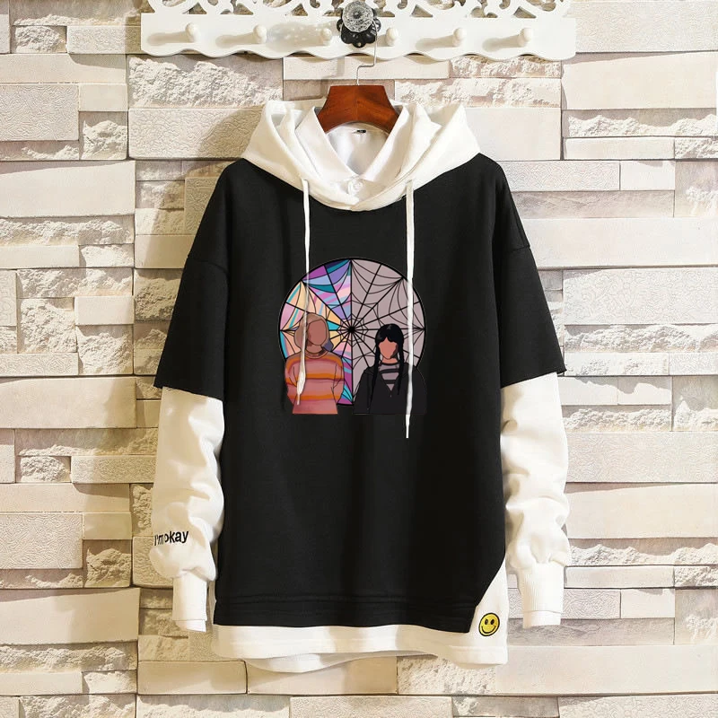 New Hip Hop Wednesday Addams Nevermore Academy Hoodie Men's Sweatshirts Harajuku Oversized Fake Two Coats Hoodies Men's Wear
New Hip Hop Wednesday Addams Nevermore Academy Hoodie Men's Sweatshirts Harajuku Oversized Fake Two Coats Hoodies Men's Wear