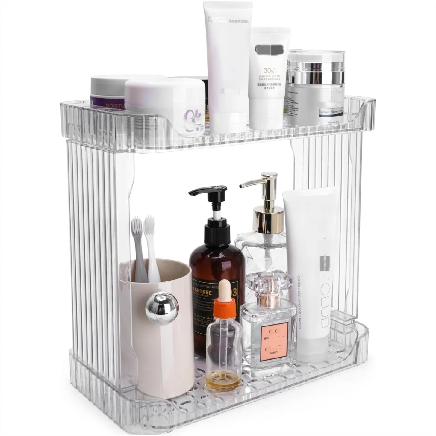 2 Tier Acrylic Bathroom Counter Organizer with Clear Shelves for Vanity and Kitchen Sink Storage
2 Tier Acrylic Bathroom Counter Organizer with Clear Shelves for Vanity and Kitchen Sink Storage