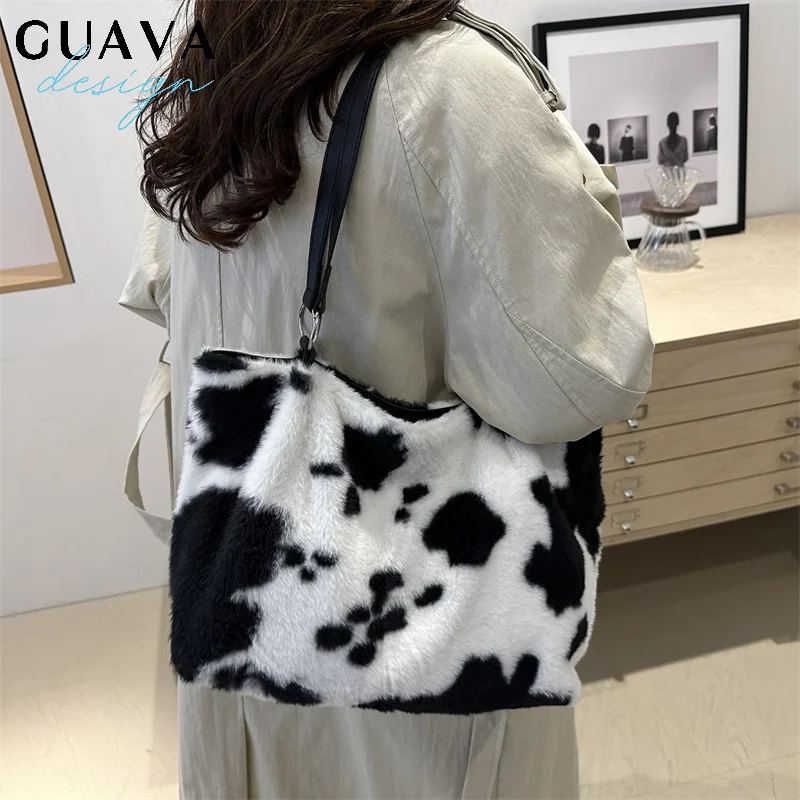 Large Capacity Shopper Bags For Women Winter Travel Tote Bag Cow Printing Plush Shoulder Bag Ladies Handbag Designer Bolsos
Large Capacity Shopper Bags For Women Winter Travel Tote Bag Cow Printing Plush Shoulder Bag Ladies Handbag Designer Bolsos