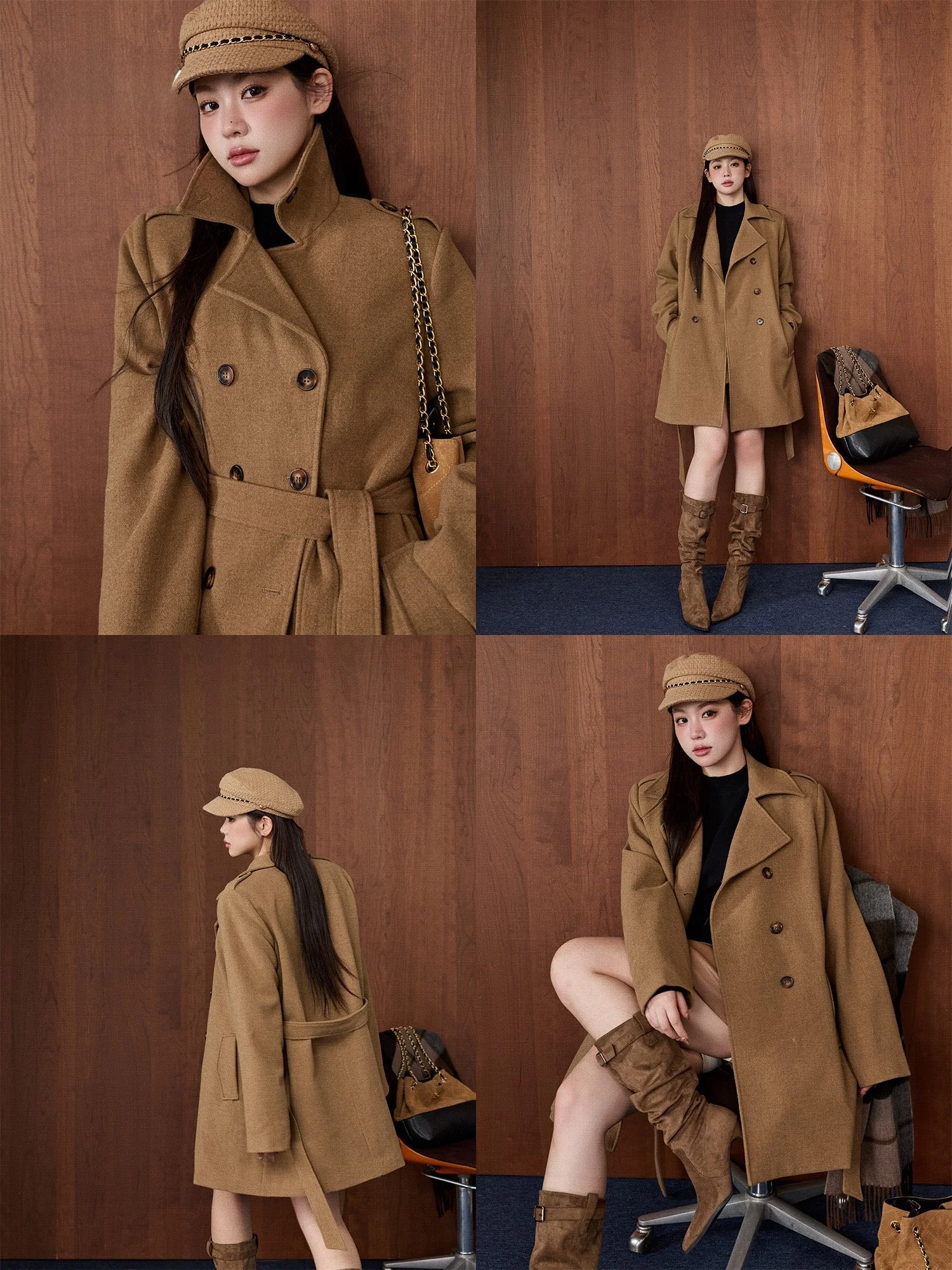 Оливковое шерстяное пальто-ветровка Ele для женщин, корейский стиль, свободный крой, длинный рукав, двубортное, однотонное
Оливковое шерстяное пальто-ветровка Ele для женщин, корейский стиль, свободный крой, длинный рукав, двубортное, однотонное